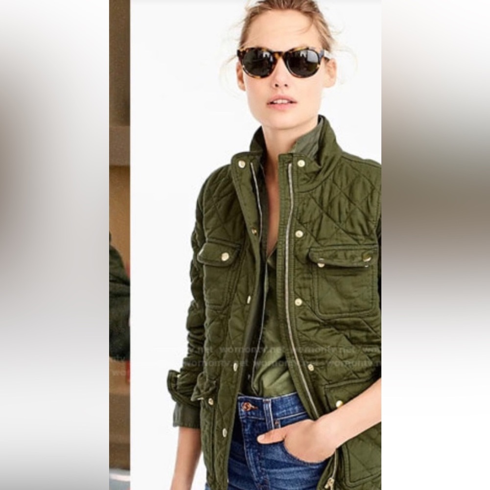 J. Crew olive green Barn Quilted Jacket size XXS very cute coat